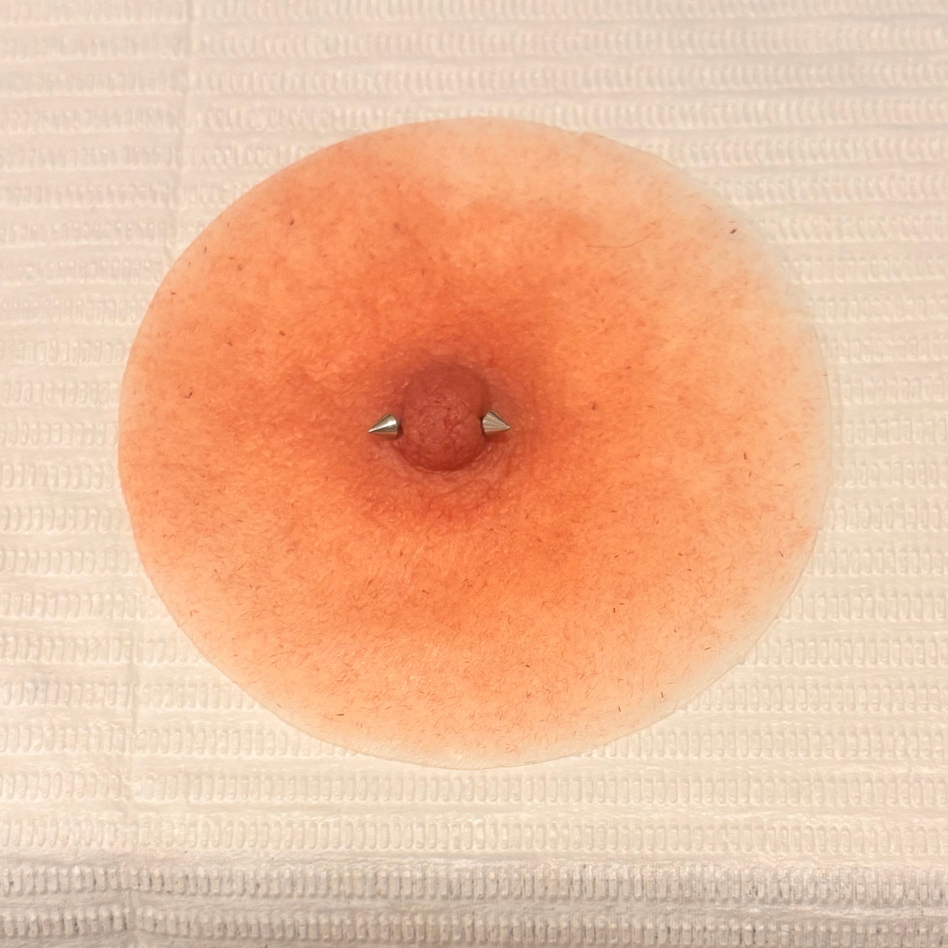 Pink Silicone Areola & Nipple Prosthetic with Piercings