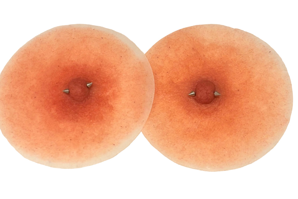 Pink Silicone Areola & Nipple Prosthetic with Piercings