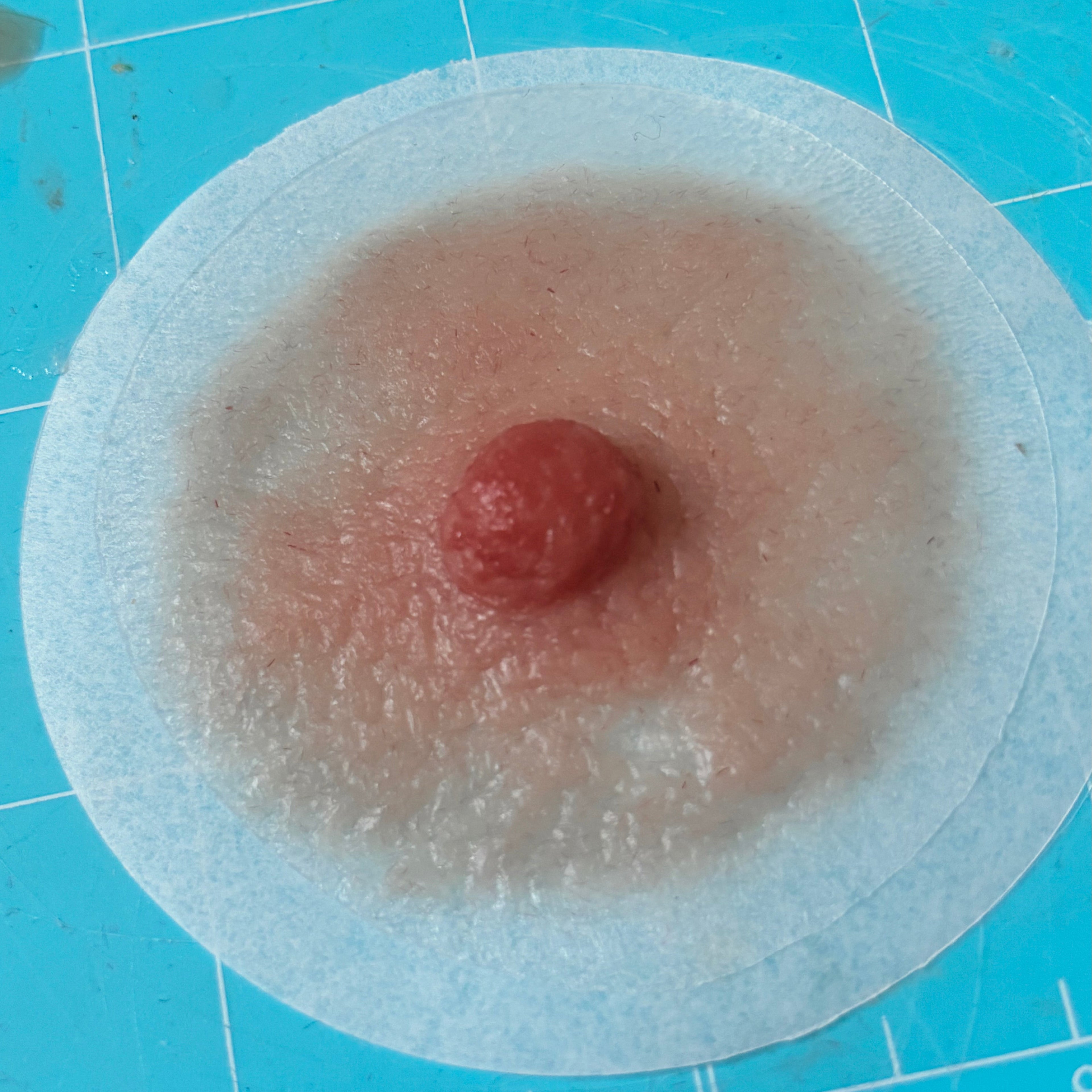 Pink Silicone Areola & Nipple Prosthetic with Piercings