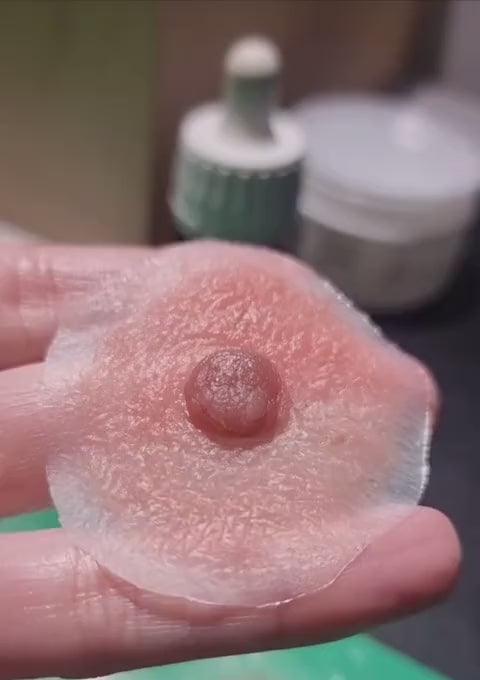 Pink Silicone Areola & Nipple Prosthetic with Piercings